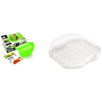 Lékué Kit Libro + Estuche de Vapor- Verde- 3-4 Personas + Bandeja multifunción de silicona- 3-4 personas- translúcido